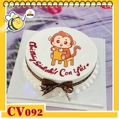 Bánh kem CV092 sinh nhật tuổi Thân hình con khỉ ngồi ghế đáng iu