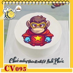 Bánh kem CV095 sinh nhật tuổi Thân hình con khỉ mặc áo Việt Nam