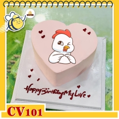 Bánh kem CV101 sinh nhật tuổi Dậu hình con gà bắn tim dễ thương