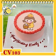Bánh kem CV103 sinh nhật tuổi Dậu hình bé gái tuổi gà dễ thương