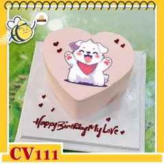 Bánh kem CV111 sinh nhật tuổi Tuật hình con chó trắng cute