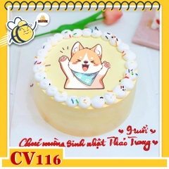 Bánh kem CV116 sinh nhật tuổi Tuật hình con chó happy vui vẻ