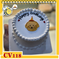 Bánh kem CV118 sinh nhật tuổi Tuật vẽ hình con chó nâu đáng iu
