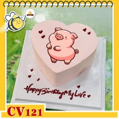 Bánh kem CV121 sinh nhật tuổi Hợi hình con heo hồng