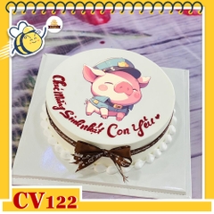 Bánh kem CV122 sinh nhật tuổi Hợi hình con heo cảnh sát
