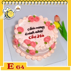 Bánh kem E64 hồng nhạt vẽ nhiều trái màu hồng ngọt ngào sweet sweet