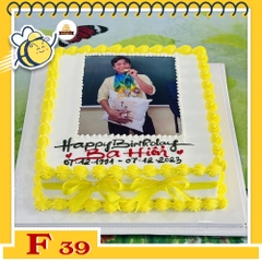 Bánh kem F39 khuôn hình chữ nhật màu vàng in hình ấn tượng
