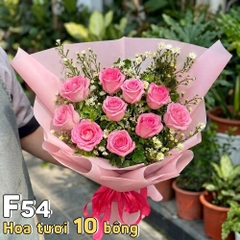 Bó hoa tươi F54 10 bông hồng cánh sen