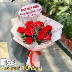 Bó hoa tươi F56 10 bông hồng đỏ