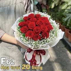 Bó hoa tươi F62 20 bông hồng đỏ