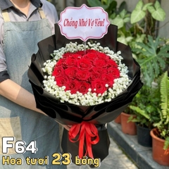 Bó hoa tươi F64 23 bông hồng đỏ