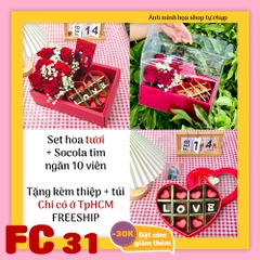 Set socola và hoa tươi FC31 valentine trái tim