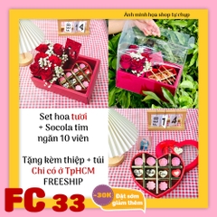 Set socola và hoa tươi FC33 valentine trái tim