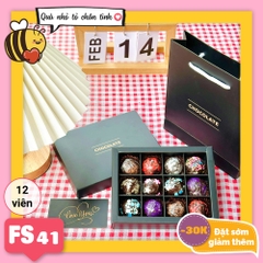 Hộp socola valentine vuông FS41 12 viên truffle (Chỉ ship TpHCM)