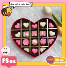 Hộp Socola Valentine trái tim 18 viên có ngăn FS64