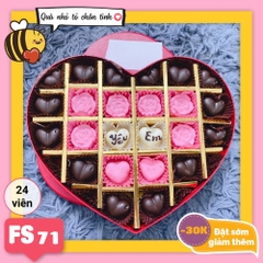 Hộp Socola Valentine trái tim 24 viên có ngăn FS71