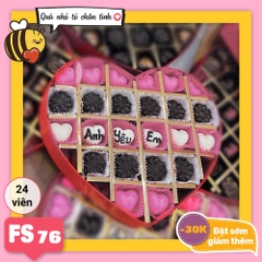 Hộp Socola Valentine trái tim 24 viên có ngăn FS76