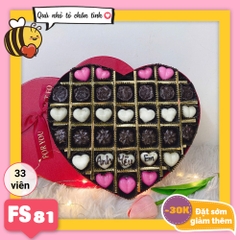 Hộp Socola Valentine trái tim 33 viên có ngăn FS81