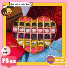 Hộp Socola Valentine trái tim 33 viên có ngăn FS82