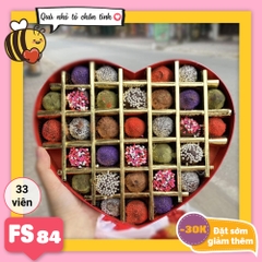 Hộp Socola Valentine trái tim 33 viên có ngăn FS84 truffle