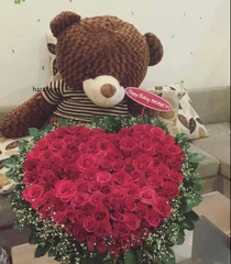 GB8 Combo Gấu bông Teddy + hoa tươi