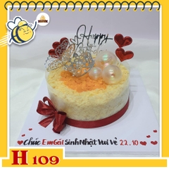 Bánh sinh nhật bông lan trứng muối H109 trái tim bướm bạc tặng bạn gái