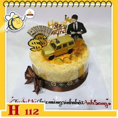 Bánh sinh nhật bông lan trứng muối H112 tặng sếp, ba, chồng trang trí siêu xe vàng