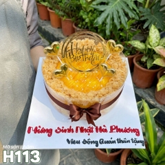 Bánh sinh nhật bông lan trứng muối H113 đơn giản, trái tim và chữ nổi sang trọng