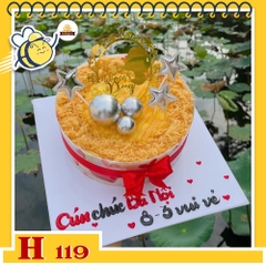 Bánh sinh nhật bông lan trứng muối H119 trang trí bi bạc và sao