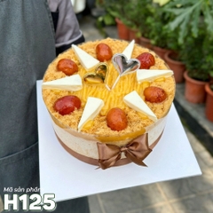 Bánh sinh nhật bông lan trứng muối H125 đơn giản, phô mai và tim lãng mạn