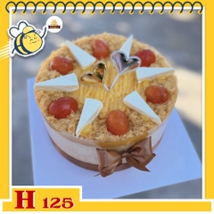 Bánh sinh nhật bông lan trứng muối H125 đơn giản, phô mai và tim lãng mạn