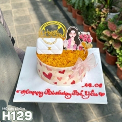 Bánh sinh nhật bông lan trứng muối H129 trang trí cô gái cá tính, túi xách