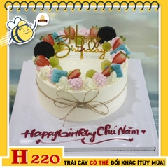 Bánh kem sinh nhật H220 trang trí trái cây tươi và oreo phong cách Hàn Quốc