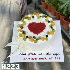 Bánh kem sinh nhật H223 trái tim rắc bột velved tặng bạn bè, người yêu