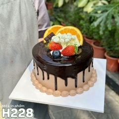Bánh kem sinh nhật H228 chảy socola nâu và trái cây tươi