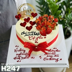 Bánh kem sinh nhật H247 trái tim dâu tây ngọt ngào tình yêu