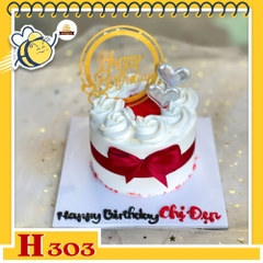Bánh kem sinh nhật H303 tình yêu trái tim rắc bột đỏ dễ thương