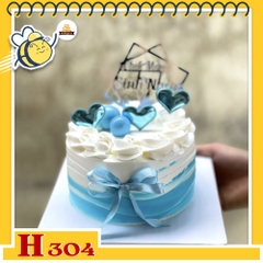 Bánh kem sinh nhật H304 tặng người yêu màu xanh trắng sang trọng