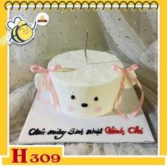 Bánh kem sinh nhật H309 hình chó bông trắng xinh xắn