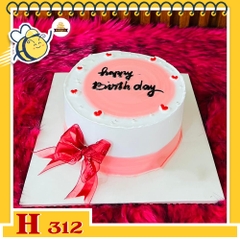 Bánh kem sinh nhật H312 tông hồng trắng sang chảnh phụ kiện nơ đỏ lãng mạn