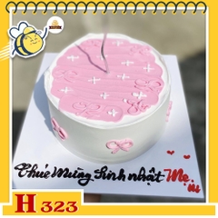 Bánh kem sinh nhật H323 cho mẹ màu hồng nhạt hình thắt nơ