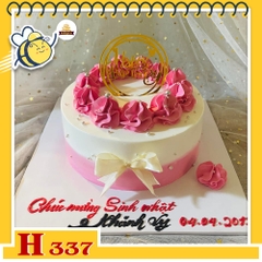 Bánh kem sinh nhật H337 tặng bạn gái màu hồng trắng hoa lãng mạn