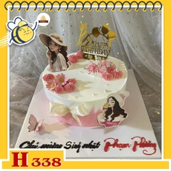 Bánh kem sinh nhật H338 tặng bạn gái trang trí cô gái hoạt hình