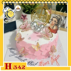 Bánh kem sinh nhật H342 nàng bướm xinh phụ kiện cô gái trang trí