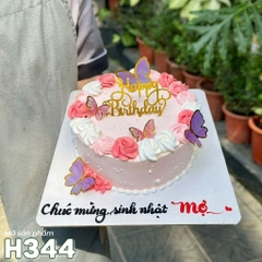 Bánh kem sinh nhật H344 hoa hồng phụ kiện bướm cánh tiên nhẹ nhàng