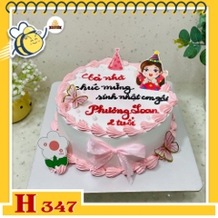 Bánh kem sinh nhật H347 sinh nhật bé gái phụ kiện bướm nơ hồng