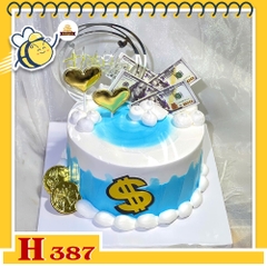 Bánh kem sinh nhật H387 tặng bố, sếp phụ kiện tiền đô la và vàng tài lộc