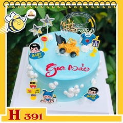 Bánh kem sinh nhật H391 bé trai phụ kiện xe ủi đáng yêu