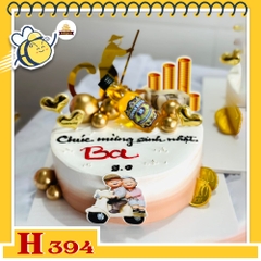 Bánh kem sinh nhật H394 tặng ba, tặng sếp có chai rượu và phụ kiện mạ vàng