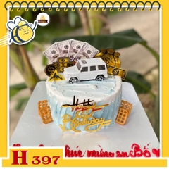 Bánh kem sinh nhật H397 tặng bố, tặng sếp nam với phụ kiện tiền đô và xe g-class